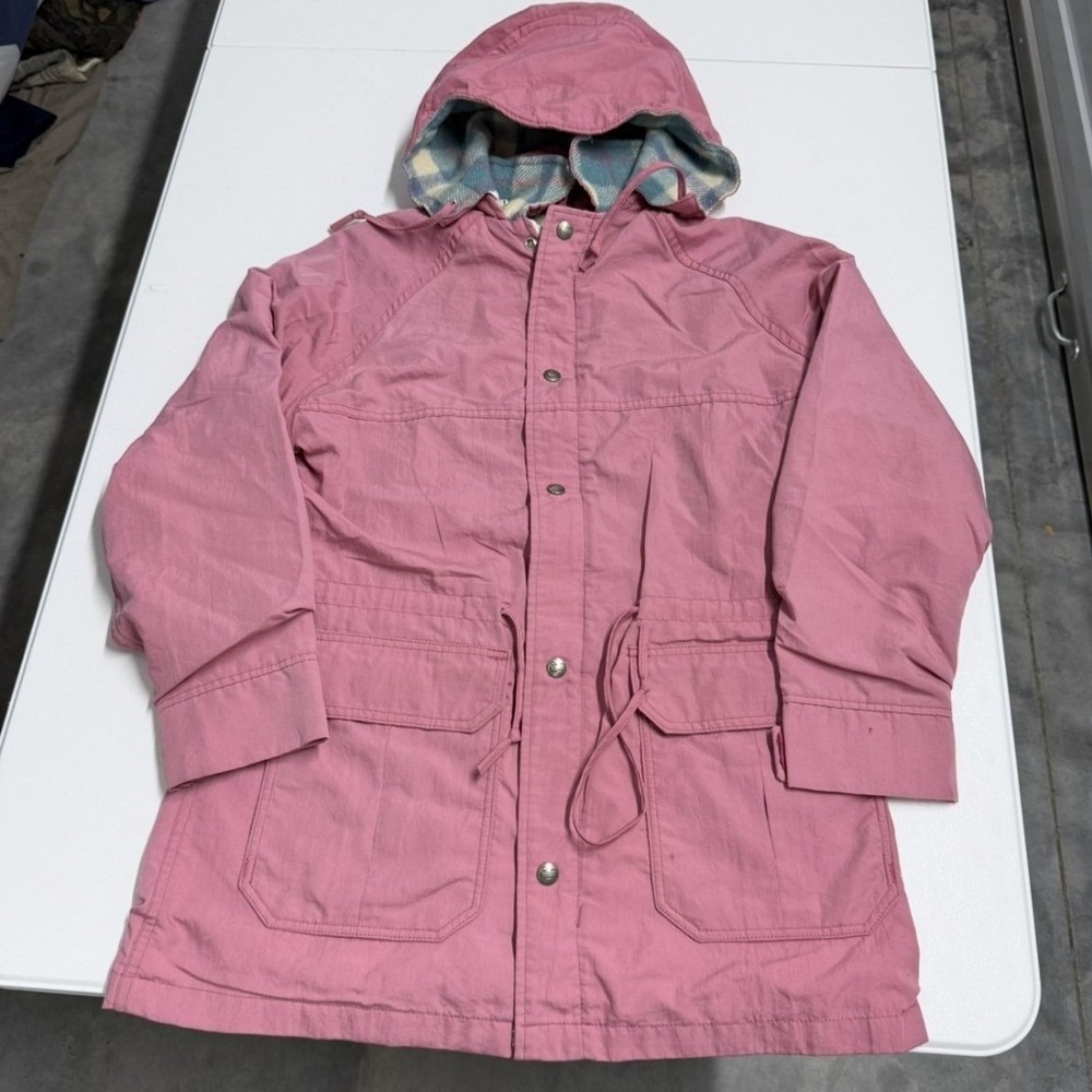 Vintage woolrich Pink Utility Parka Jacket‎ Plaid Lined Hooded Field Coat Rose